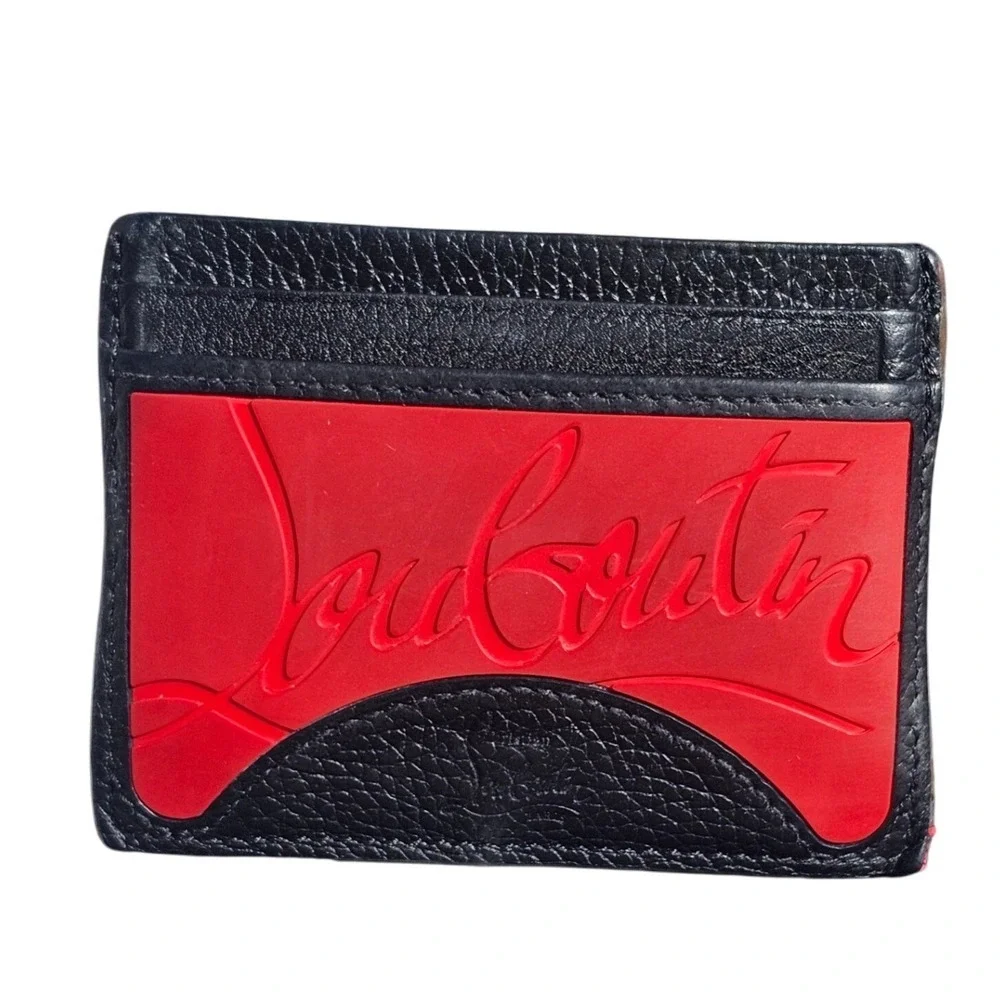 Christian Louboutin Red & Black Leather Card Holder